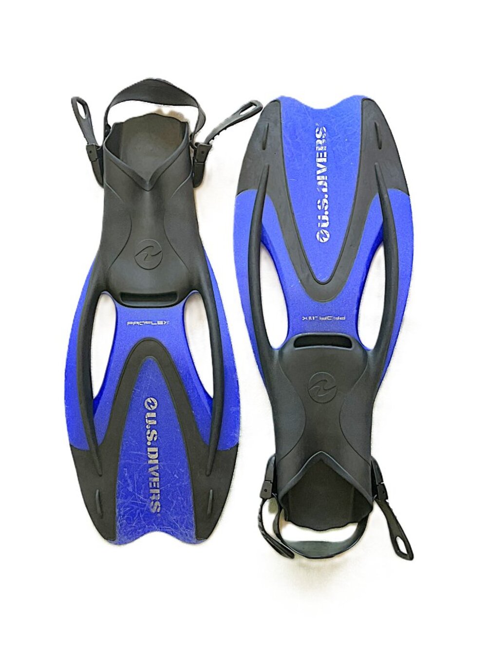 U.S. Divers Proflex Open-Heel Snorkel Scuba Fins Blue Black Unisex Medium 7-10